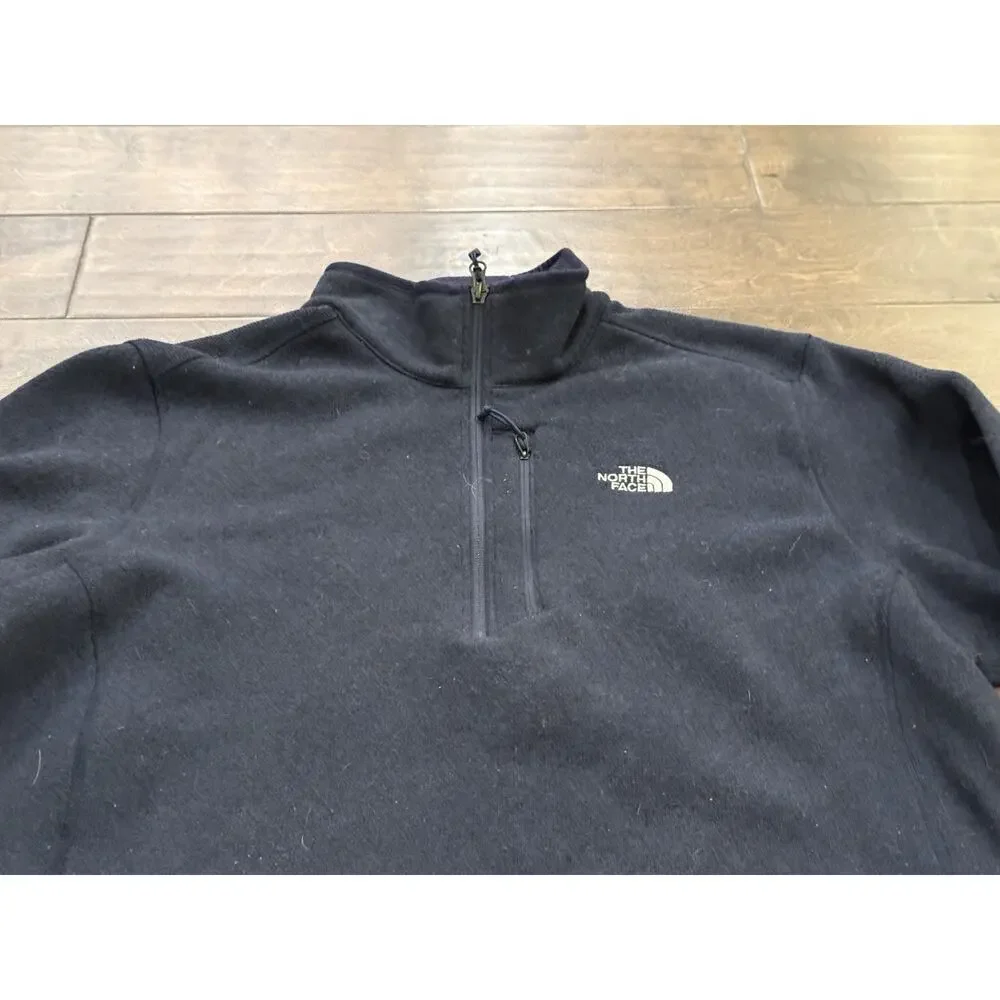 The North Face Mens Navy Fleece 1/4 Zip Pullover Sweater Jacket Size XL
